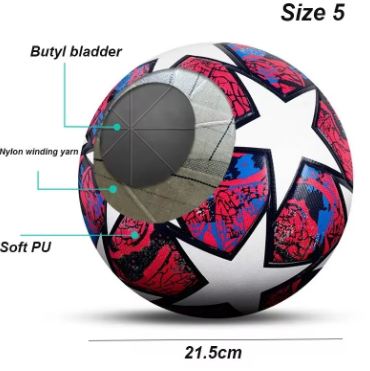 Soft PU couro bola de futebol, resistente ao desgaste, 3-camada